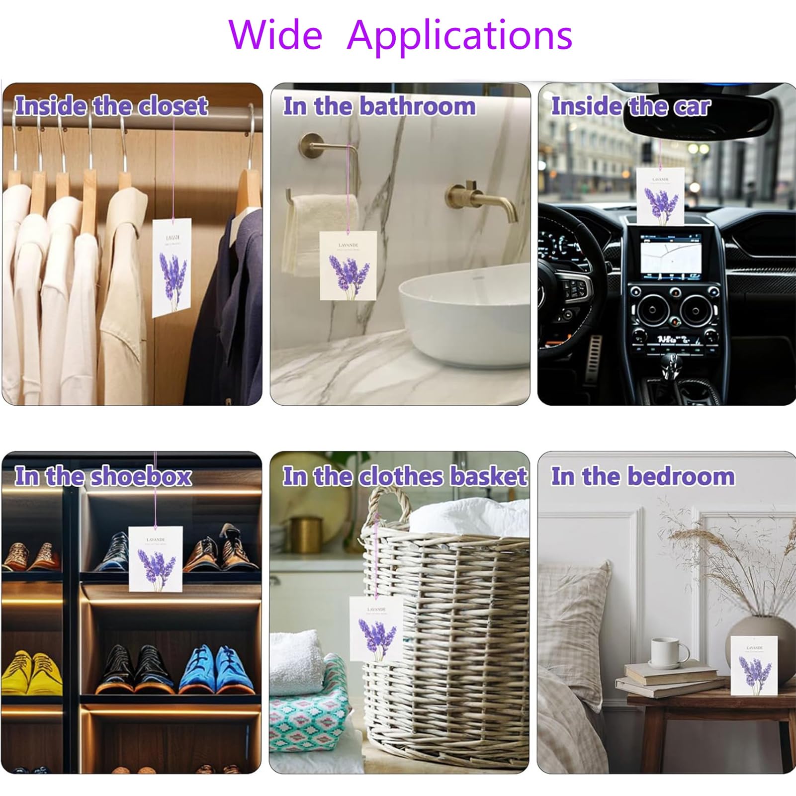 Lavendelsäckchen, frische Düfte, Beutel-Pakete, hängende Duft, Lavendelbeutel für Schubladen und Schränke, Schrankdekoration, Gebetsschrank-Essentials, Beutel, Schubladendeodorierer, Raumduft, 6