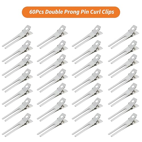 Miniatura 2 de Gingbiss - 60 pinzas de doble punta, pinzas de pelo de pato de 1.8 pulgadas para corte de peinado, pinzas de pelo de cocodrilo con caja de