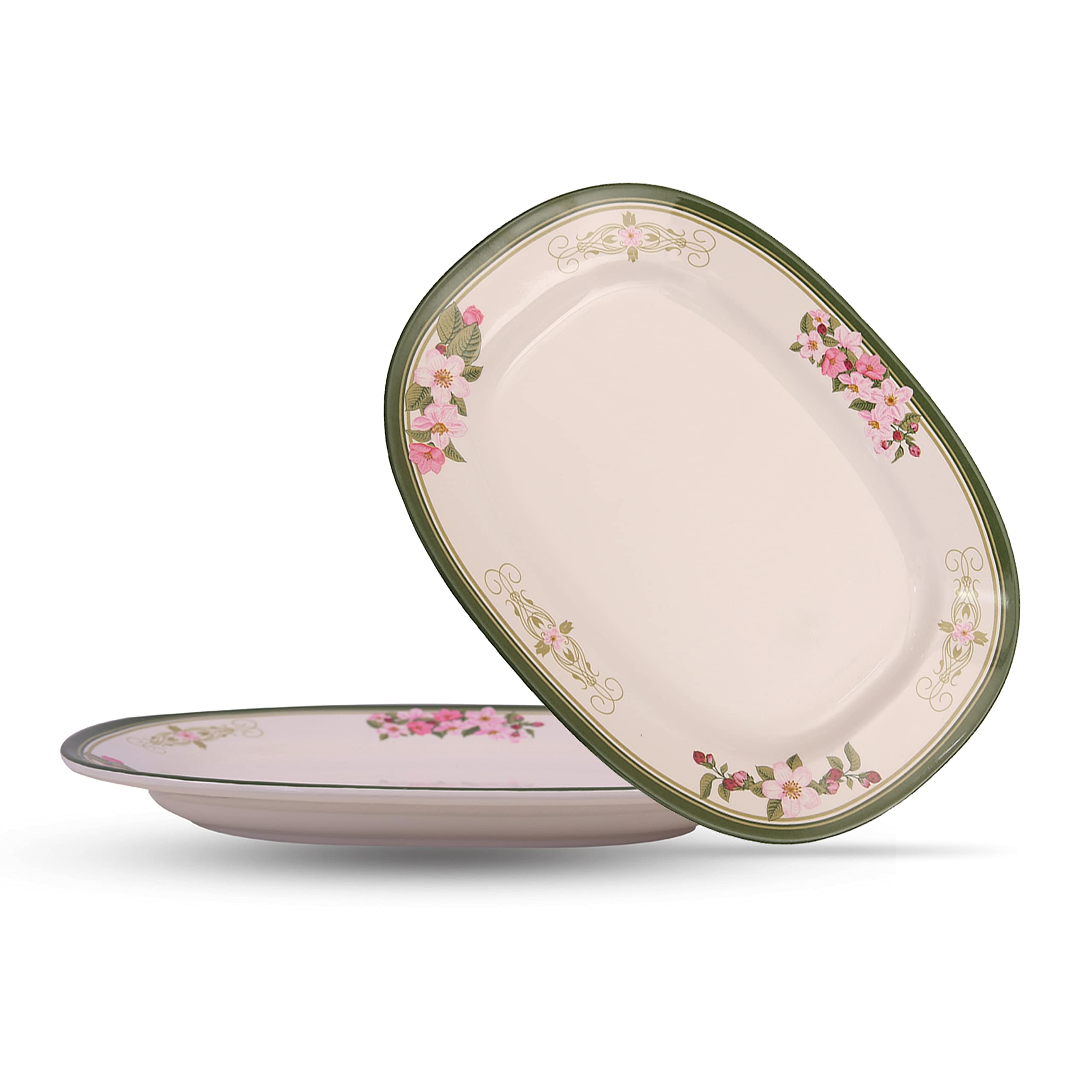 SuperwareSet of 2 Melamine Oval Plates - 12", Evergreen Olive