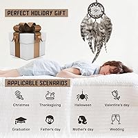 Vista 5 de Mini atrapasueños – Pluma de pollo con ágata gris, pequeño atrapasueños hecho a mano para dormitorio, un atrapasueños para niñas y niños, decoración