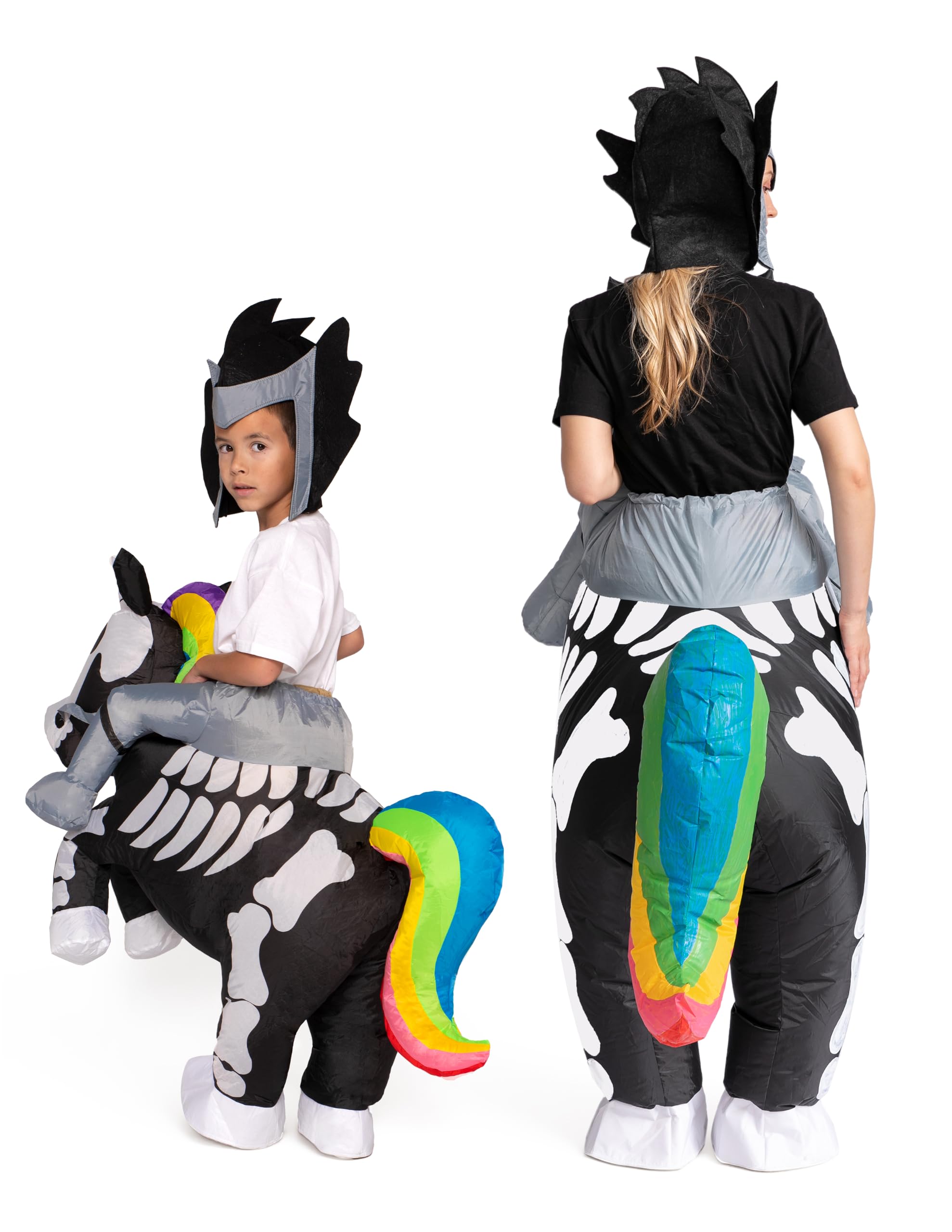 Spooktacular Creations Nadmuchiwany kostium na Halloween Ride A Skeleton Unicorn Ride On nadmuchiwany kostium - dorosły unisex jeden rozmiar