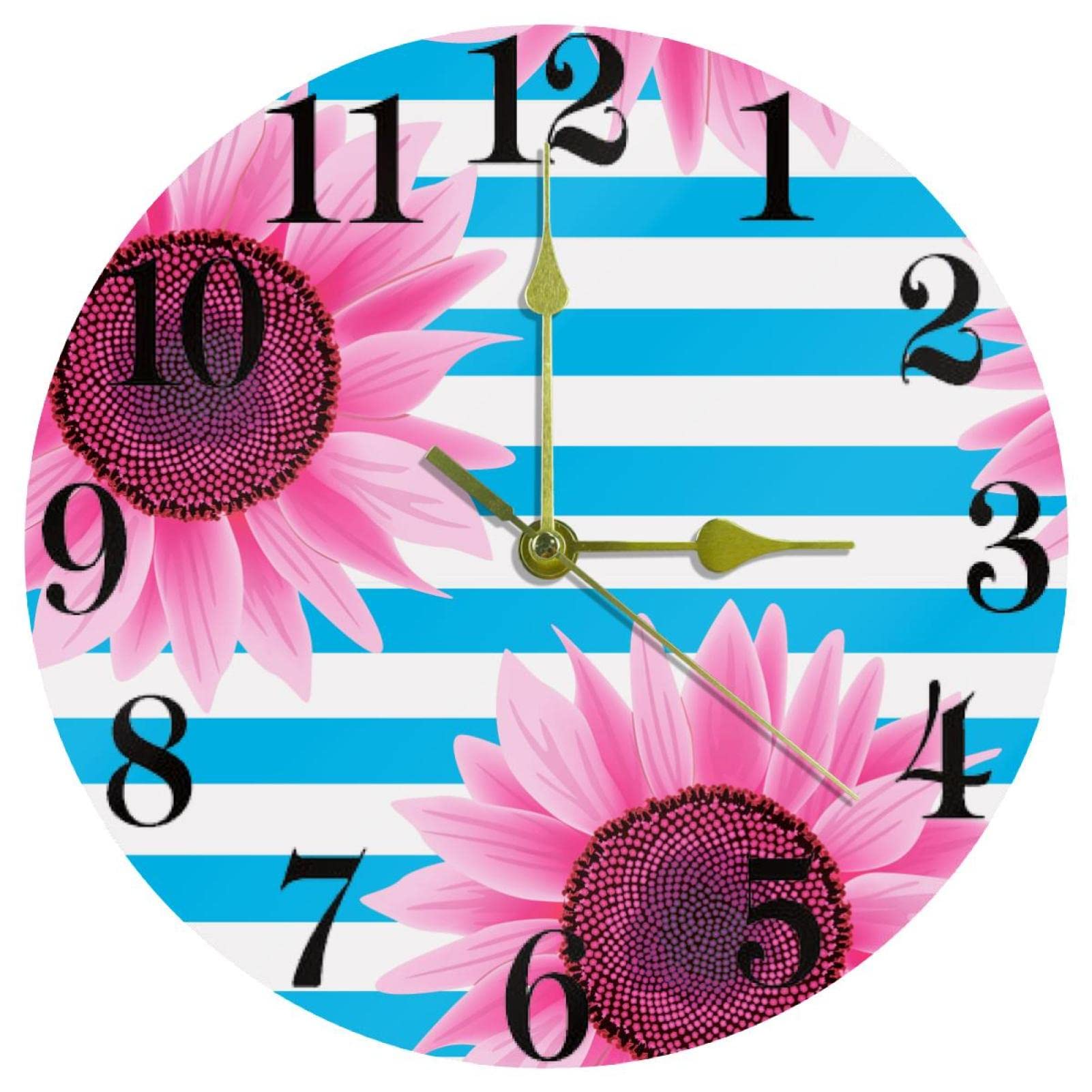 Horloge murale silencieuse sans tic-tac à quartz tournesol pour bureau