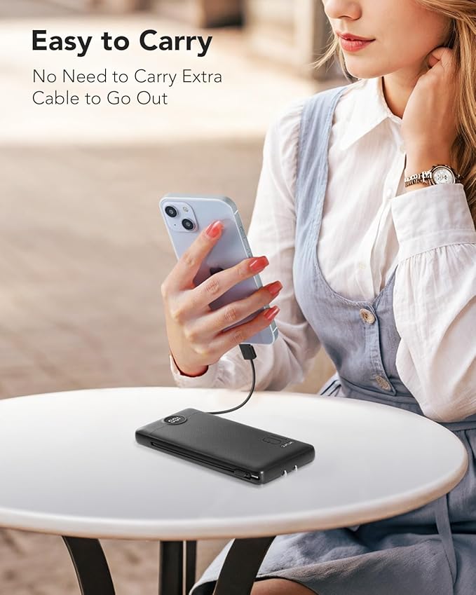 Cargador portátil VRURC 10000mAh con cables y enchufe de pared miniatura 5