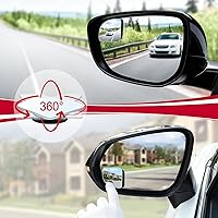 Vista 5 de LivTee Espejo de punto ciego, espejo retrovisor convexo sin marco de vidrio HD con forma de ventilador con palo ajustable de gran ángulo