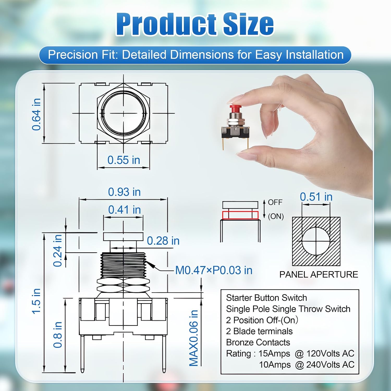 Horn Button, Boat Horn Switch, SPST Momentary Contact Switch, 12V/24V Dual Voltage, Red Button MOM On Off, Screw Terminals 15A/10A Corrosion Resistant Push On Off for Boat Trumpet Electrical(1 Pcs)