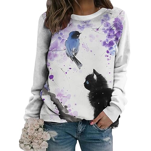 Women's Animal Print Sweatshirt Long Sleeve Crewneck Pullover Casual Loose
