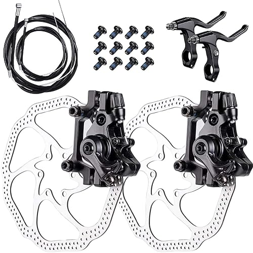 Fat-Cattie Bike Disc Brake Kit,Bike Front and Back Disc Brake Kit-Calipers,2 Pcs Stainless Steel 160 mm Rotors&Cable&Brake Lever&A Pair of Bicycle Brake levers&Fixing Screws