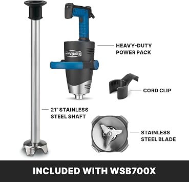 Waring EvolutionX Immersion Blender with 50-Gallon Capacity | 1.5 Horsepower Motor, 21 Stainless Steel Shaft, Variable Speed, 50-Gallon Capacity for Soups, Dressings and Smoothies