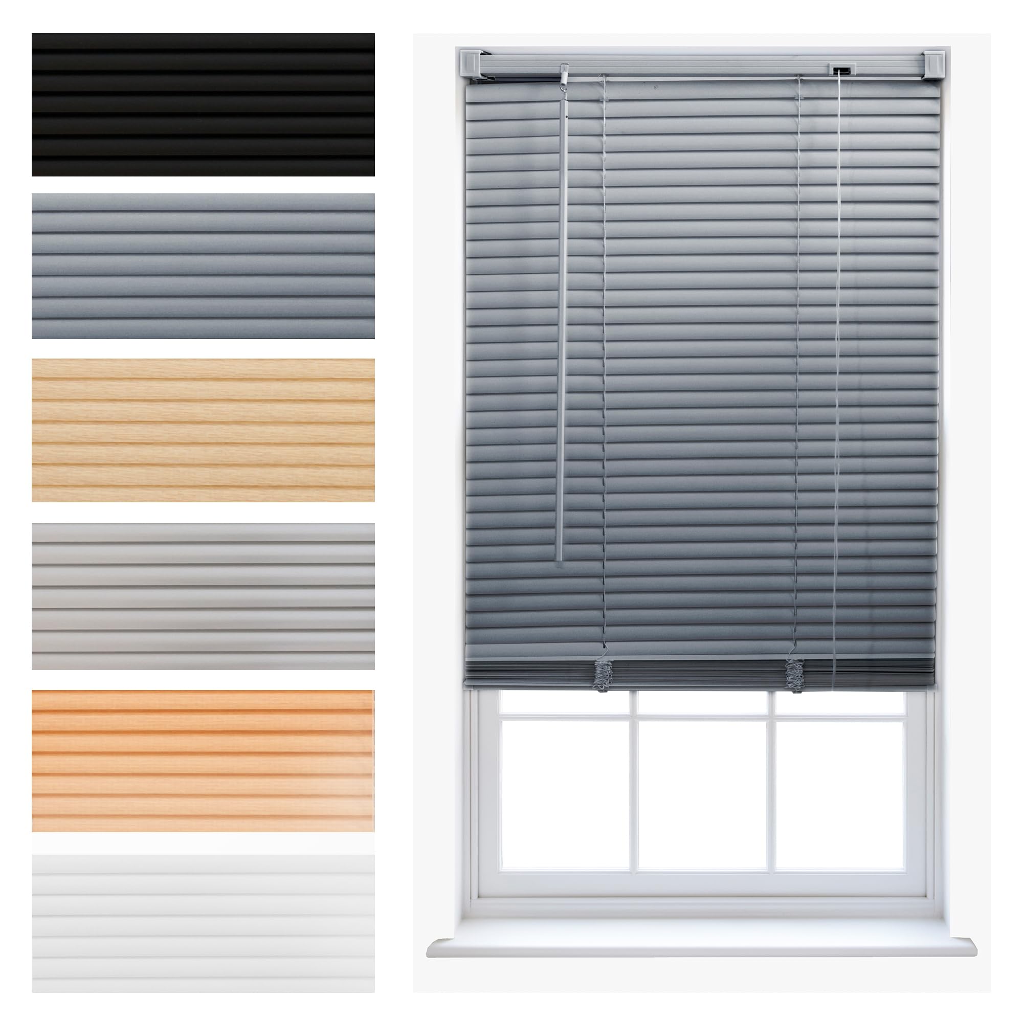 FURNISHED PVC Venetian Window Blinds Made to Measure Home Office Blind New - Grey 210W x 150H cm