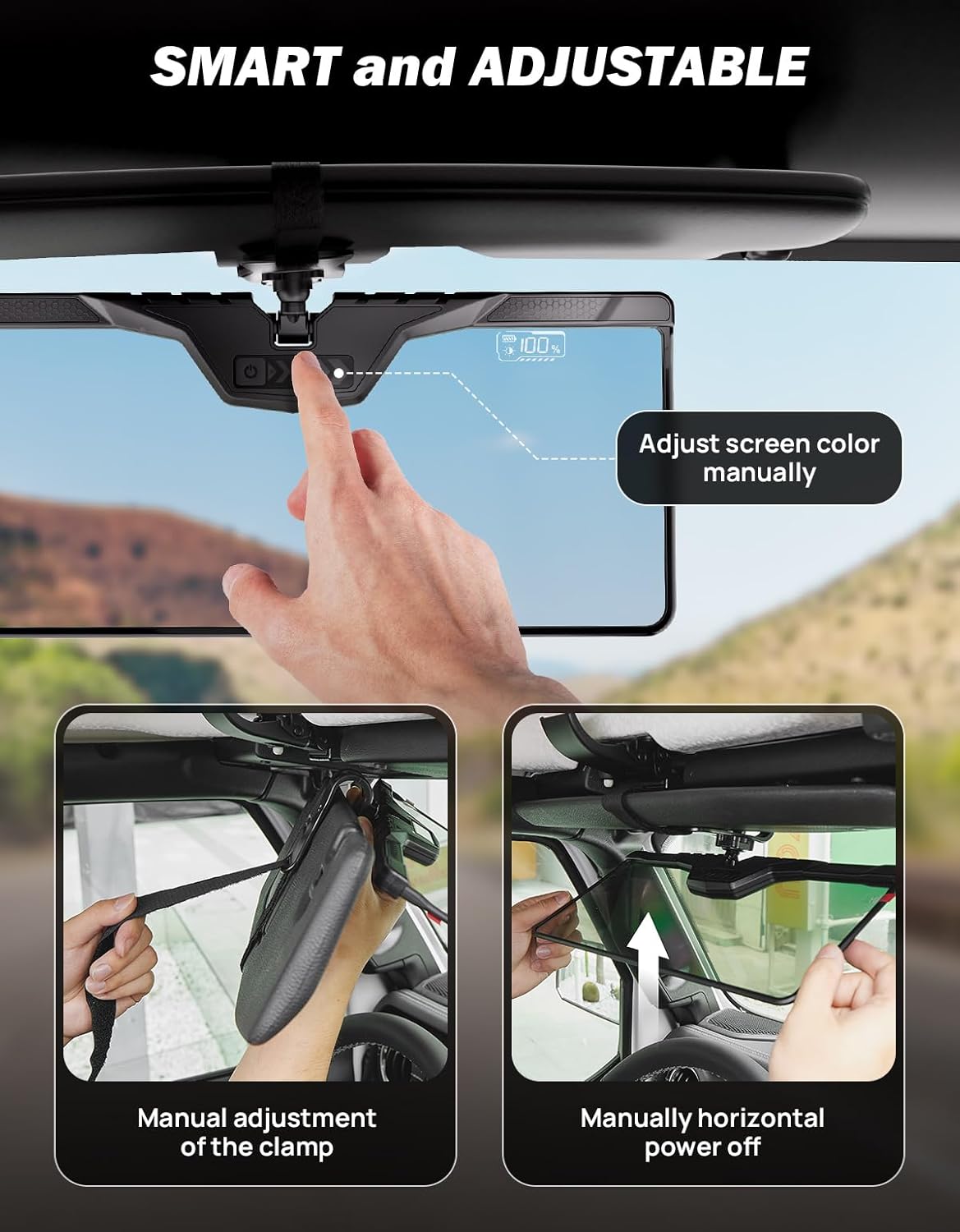 JOYTUTUS Auto Polarized Sun Visor Extender for Car, Smart LCD Screen, Color-Changing,Intelligent Anti-Glare