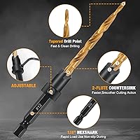 Vista 3 de 12PCS Countersink Drill Bit Set with Bit Holder, #4#6#8#10#12 Tapered Drill Bit for Woodworking, M2 Pilot Drill Bits Adjustable Depth with Storage