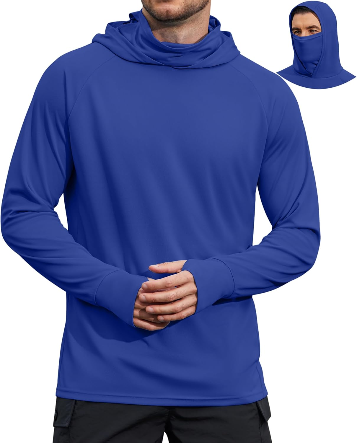 COOFANDY Mens UPF 50+ Sun Protection Hoodie with Mask Lightweight Long Sleeve SPF Fishing Shirts UV Hiking Running Rash Guard