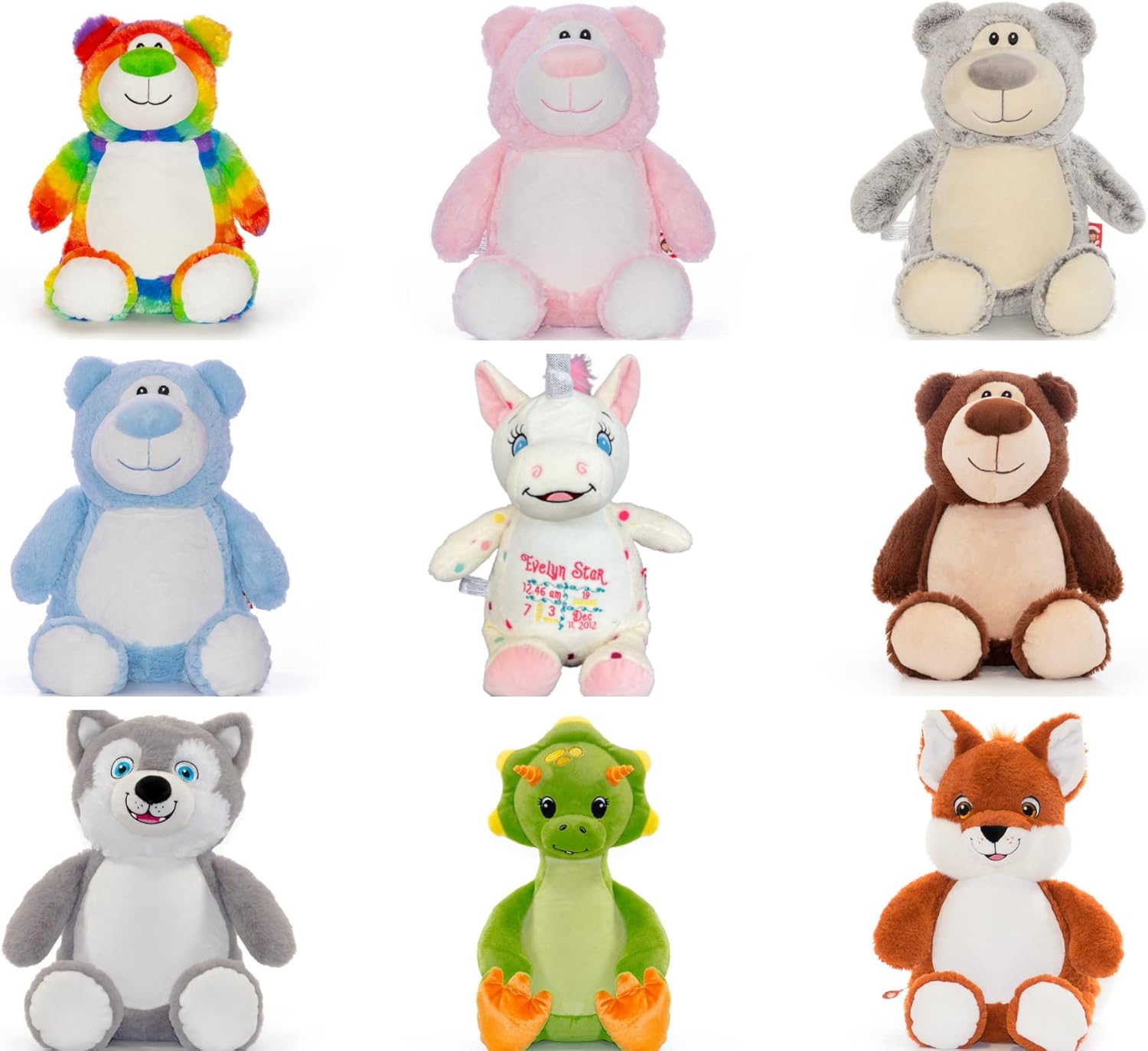 Personalized Birth Stat Stuffed Animals - Customized Birth Announcement Plush - Keepsake Teddy Bear (Husky)