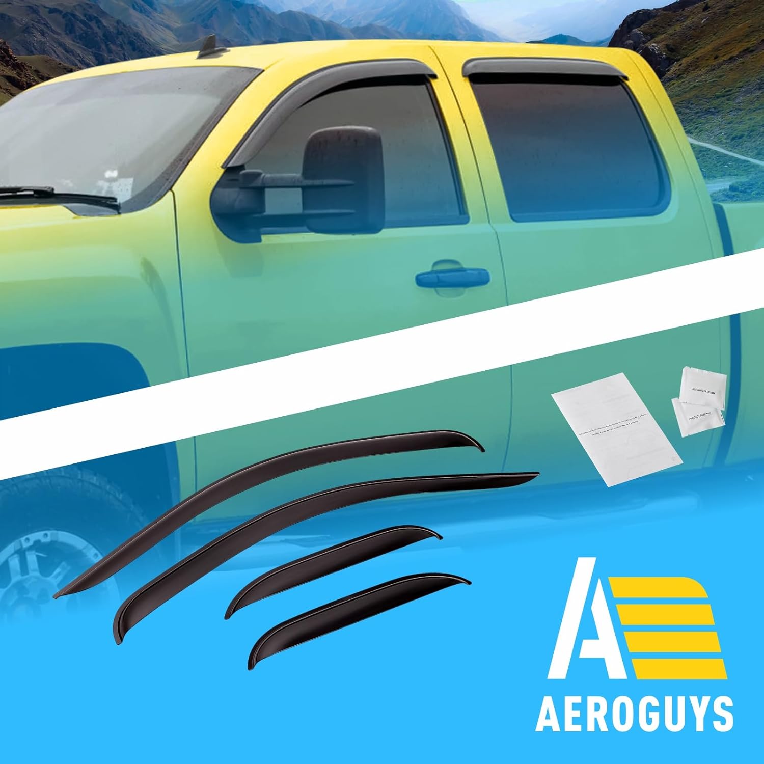 Extra Durable Window Deflectors Tape-On Window Visors Rain Guards Fit for Chevrolet (Chevy) Silverado 1500 2007-2013 Extended Cab,Sun Visors,Wind Vent for Shades, Exterior Car Accessories- 4pcs.AG0014