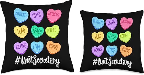 Miniatura 3 de Valentines Day Teacher Outfits Unit Secretary Unit Secretary School - Almohada de corazón de caramelo pastel 16 x 16 pulgadas multicolor
