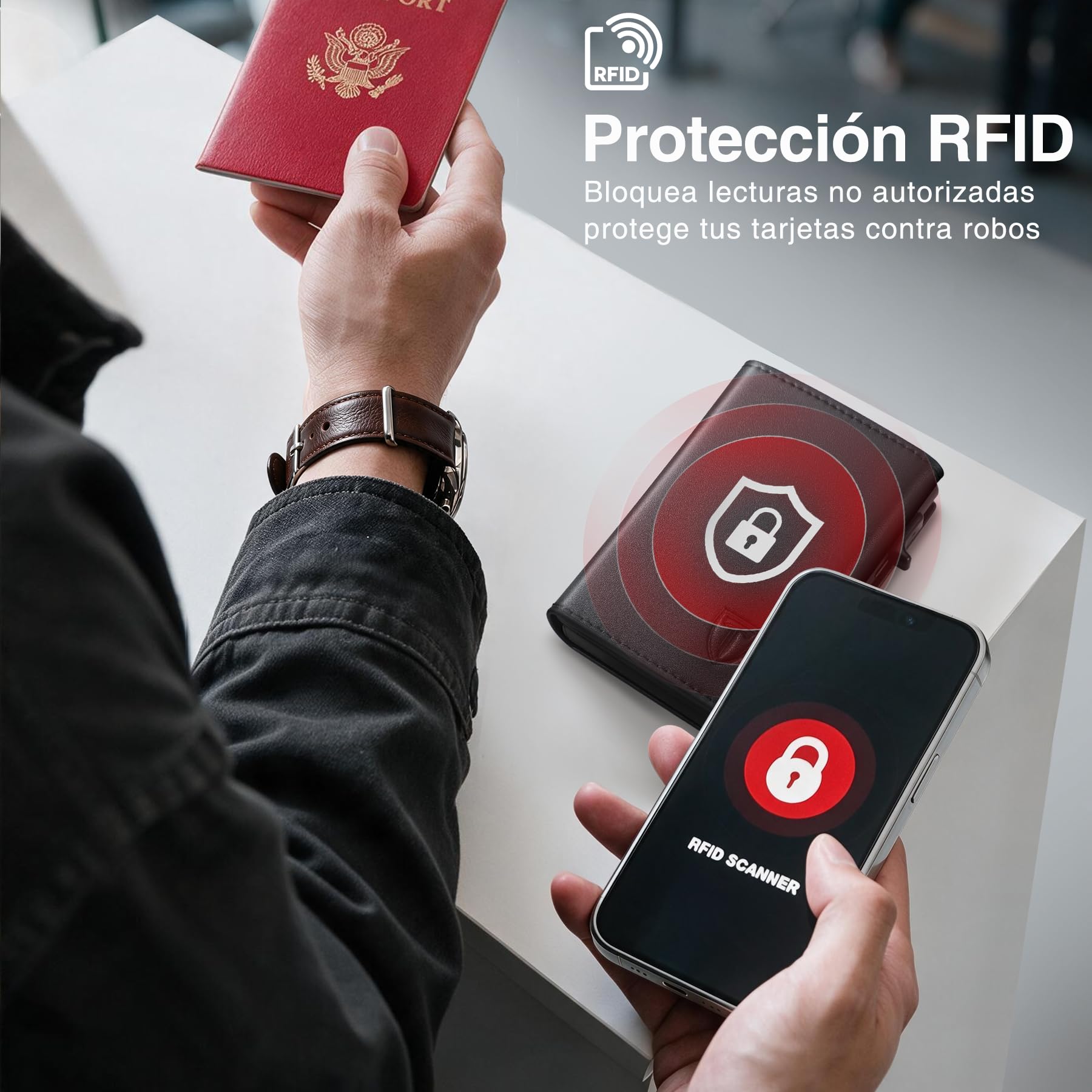TENBST Carteras para Hombre Cartera Hombre Slim con Monedero y Protección RFID, Lujoso Tarjetero Hombre en Cuero con 8 Compartimentos para Tarjetas, Regalo para Hombre