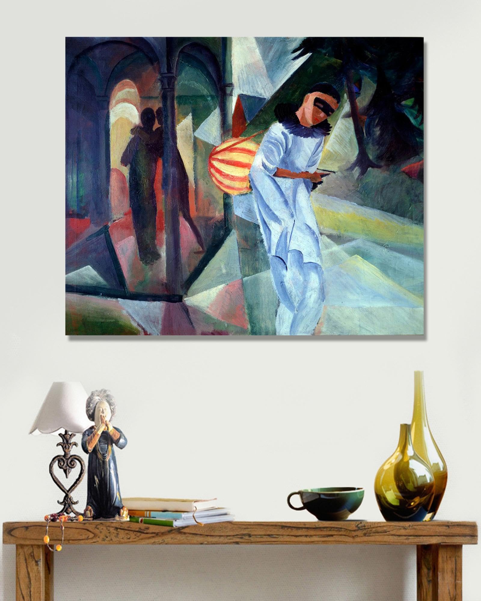 NHLDZYH August Macke Prints, (bez tytułu 3), reprodukcje słynnych obrazów, abstrakcyjny obraz artystyczny do salonu sypialni wystrój domu. 30 x 36 cm - tylko płótno