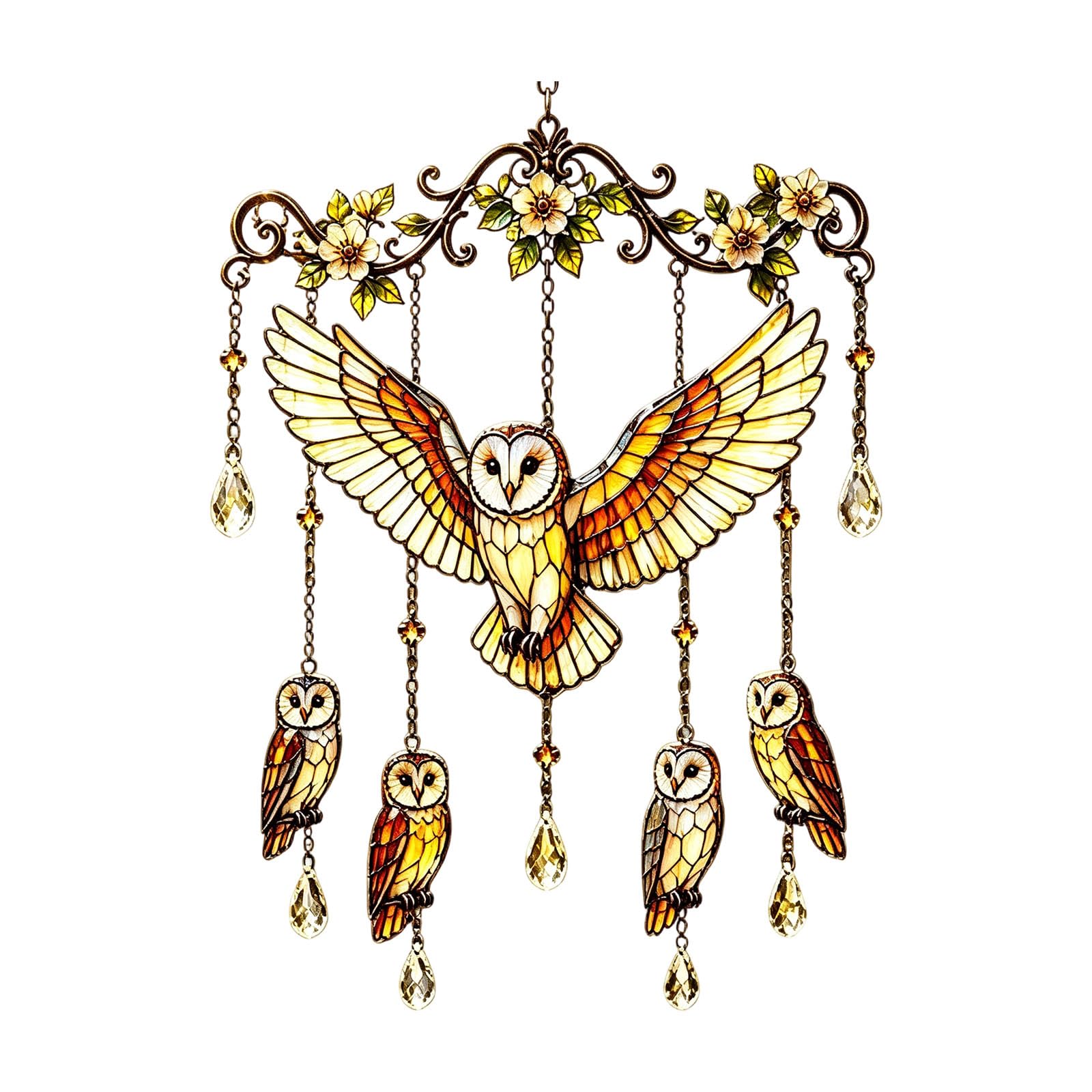 Hummingbird Wind Chimes Ornament Crystal Suncatchers Window Hanging Pendants for Outdoor Garden Patios Decors Garden Wind Chimes