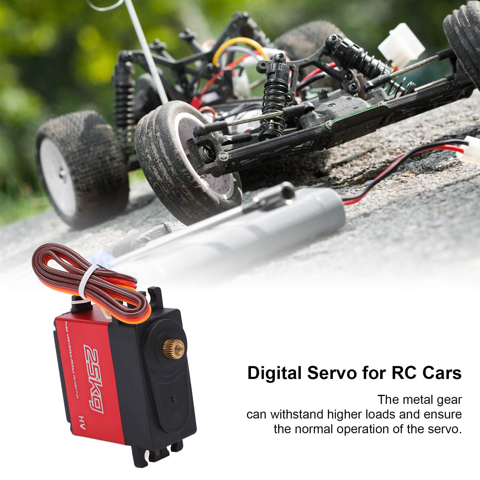 25 KG Servo Digital de Alto Torque Engranaje de Metal Completo Engranaje de dirección Impermeable para Coches RC 1/10 1/8 Aleación de Aluminio Rojo 40x20x40,5 mm 2 Juegos