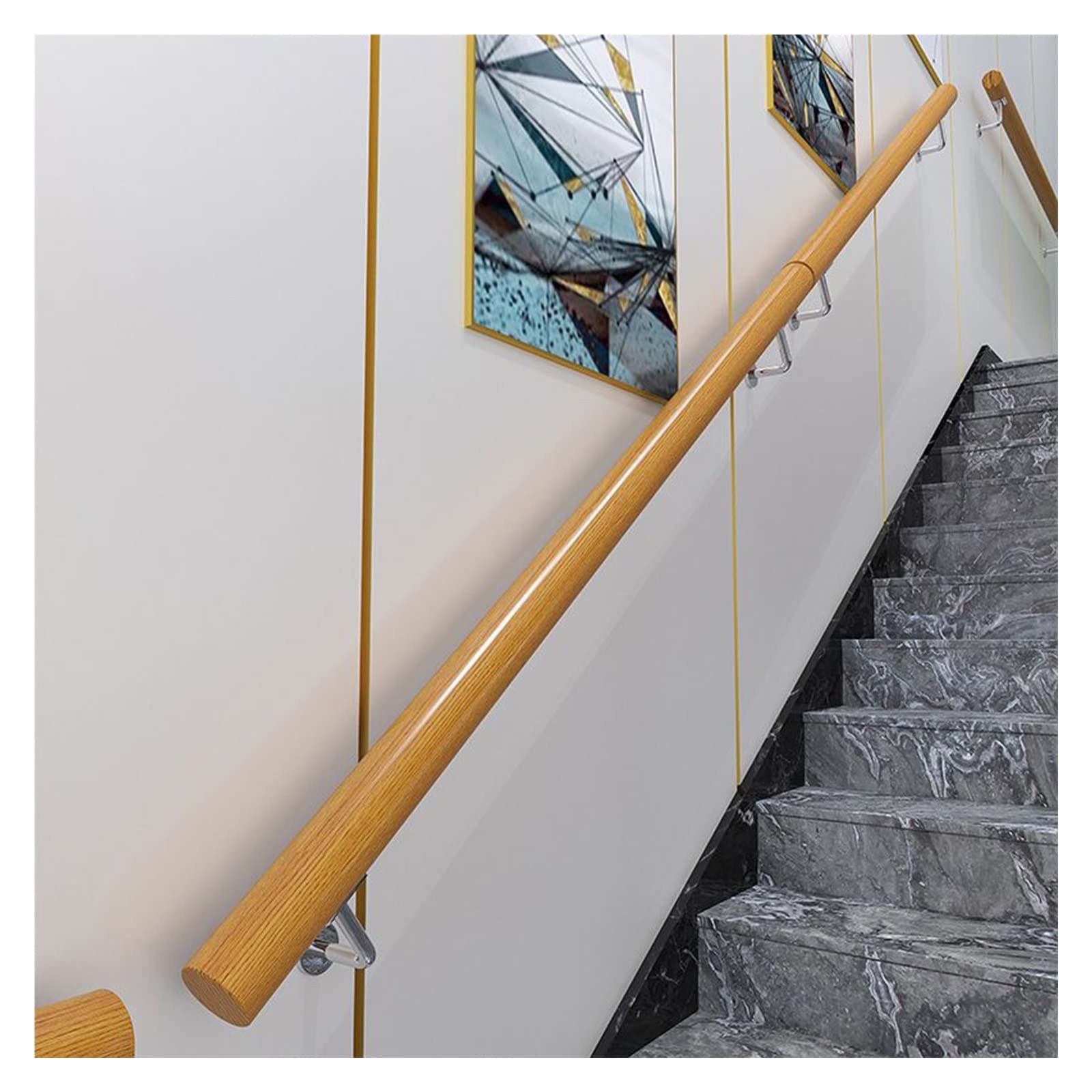 Main courante escalier intérieur bois 400 cm avec kit rampe murale maison
