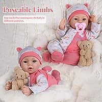Vista 4 de UOFTKIZ Muñecas de bebé recién nacidas realistas de 18 pulgadas, muñeca Reborn de la vida real con cuerpo de tela, regalo para niños de más de 3 años