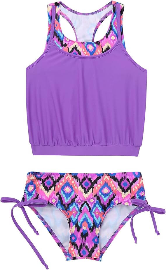 Costume Da Bagno 2 Pezzi Bambina - Bikini Vintage Con Stampa Hawaiana, Per Ragazze 6-14 Anni - Foto 11