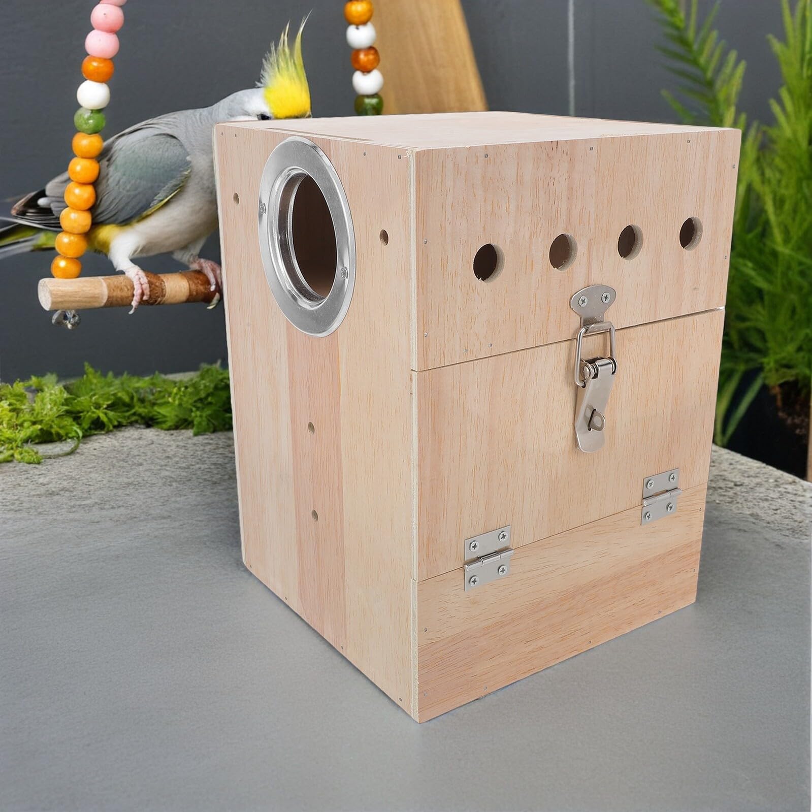 Abaodam Scatola per L'allevamento dei Pappagalli in Legno Medio Senza Cassetto, Nido di Riproduzione con Ventilazione e Isolamento per Schiusa Uccelli, Rifugio per Parrocchetti Adatto