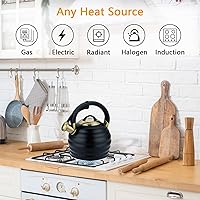 Vista 4 de Tetera de Té para Estufa Superior con Silbato, Tetera de 3.2 Quarts de Acero Inoxidable con Asa Ergonómica Resistente al Calor
