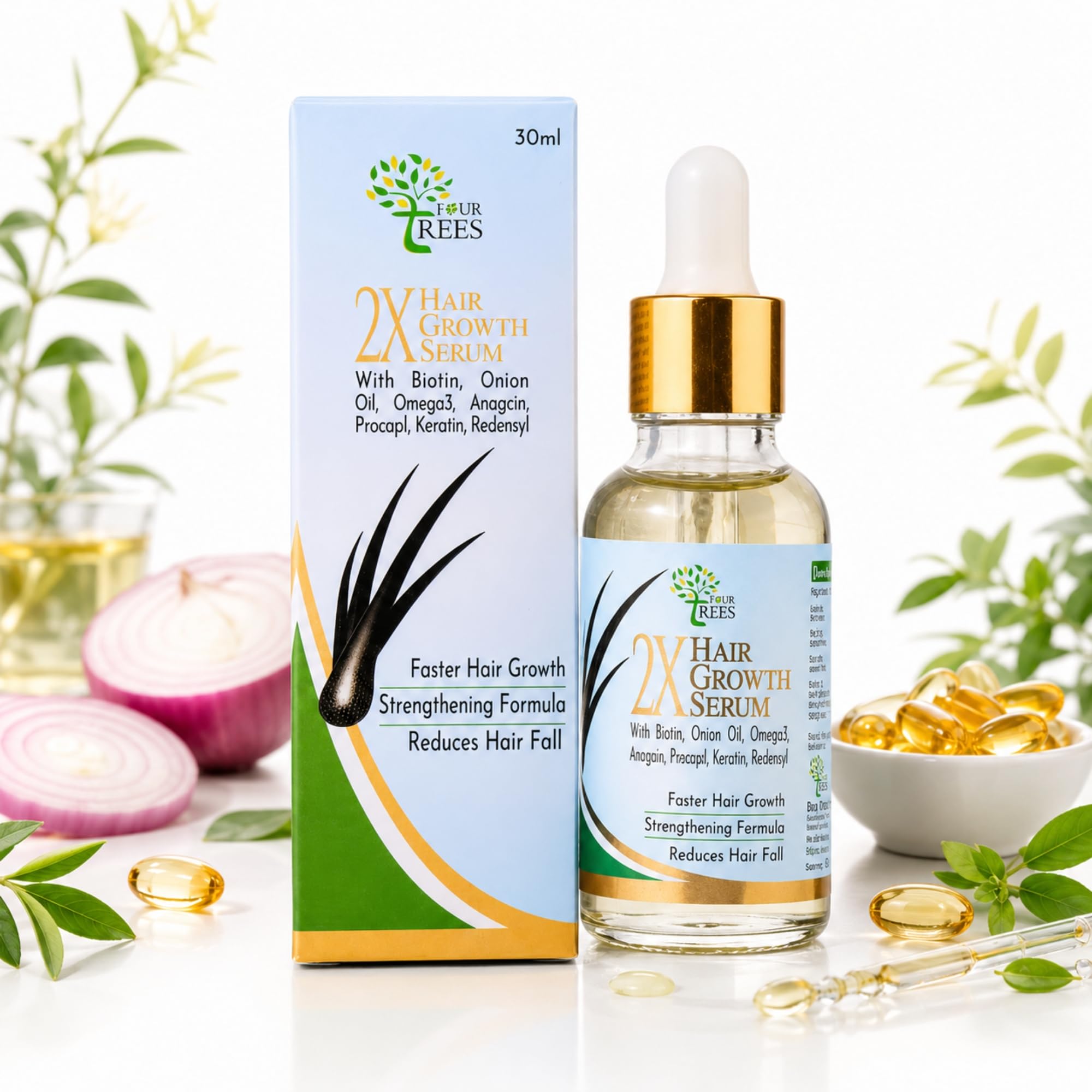 four trees 2X Hair Growth Serum for Scalp | Faster Hair Growth & Reduces Hair Fall | With Biotin, Redensyl, Onion Oil | For Men & Women | 30ml-picture-18