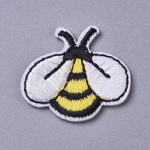 Airssory 20 parches de abejas de 1.122 in bordado computarizado Bumble Honeybee tela para planchar en parches para coser, accesorios de disfraces,