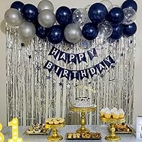 Vista 9 de Kit de guirnalda de globos azul real y plateado, globos azules y plateados, globos azul marino y plateado con globo azul real y plateado
