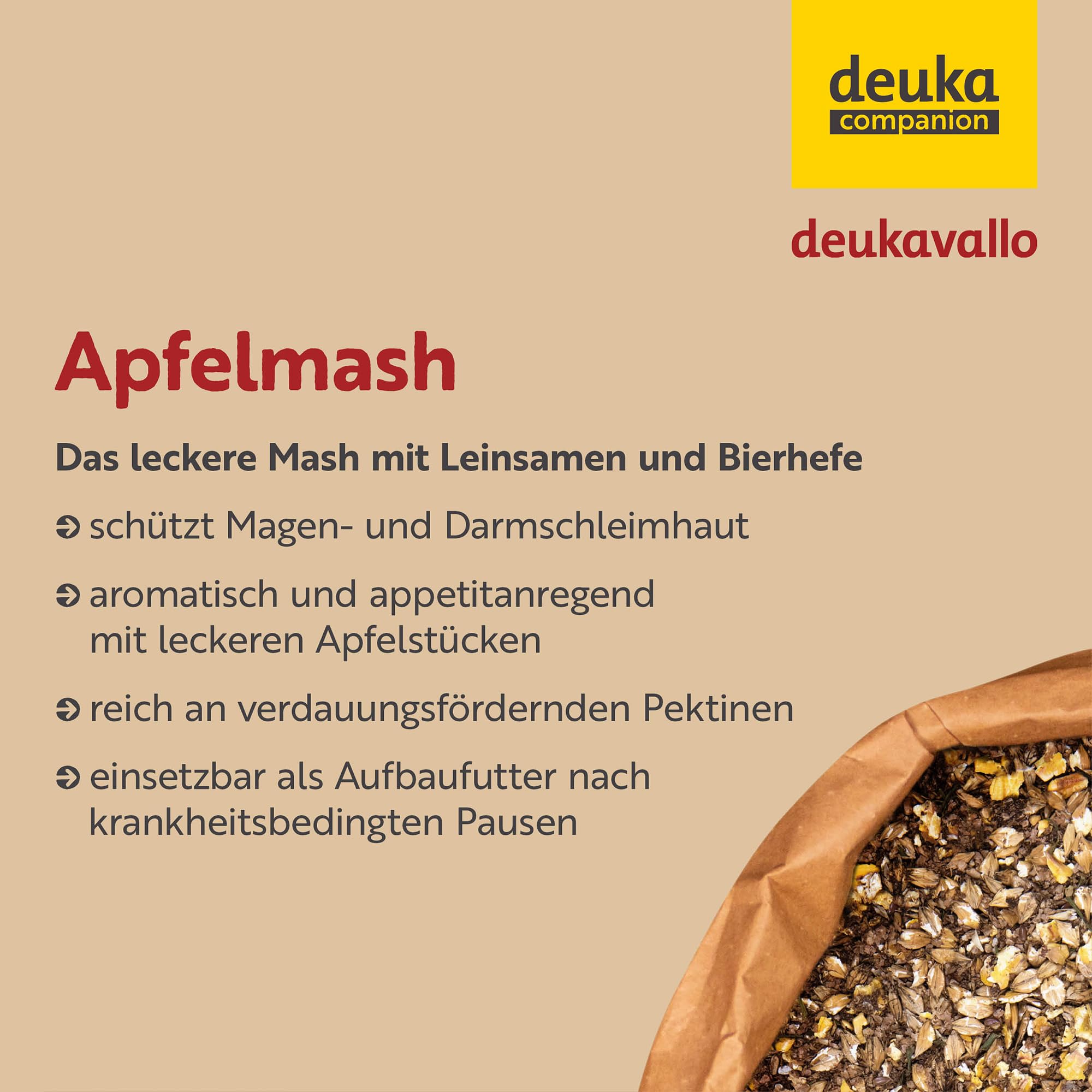deukavallo Apfelmash 15 kg | Pferdefutter | mit Multivitamin-Komplex | aktiviert Stoffwechsel | verdauungsfördernd | Beifutter bei Regeneration + Fellwechsel