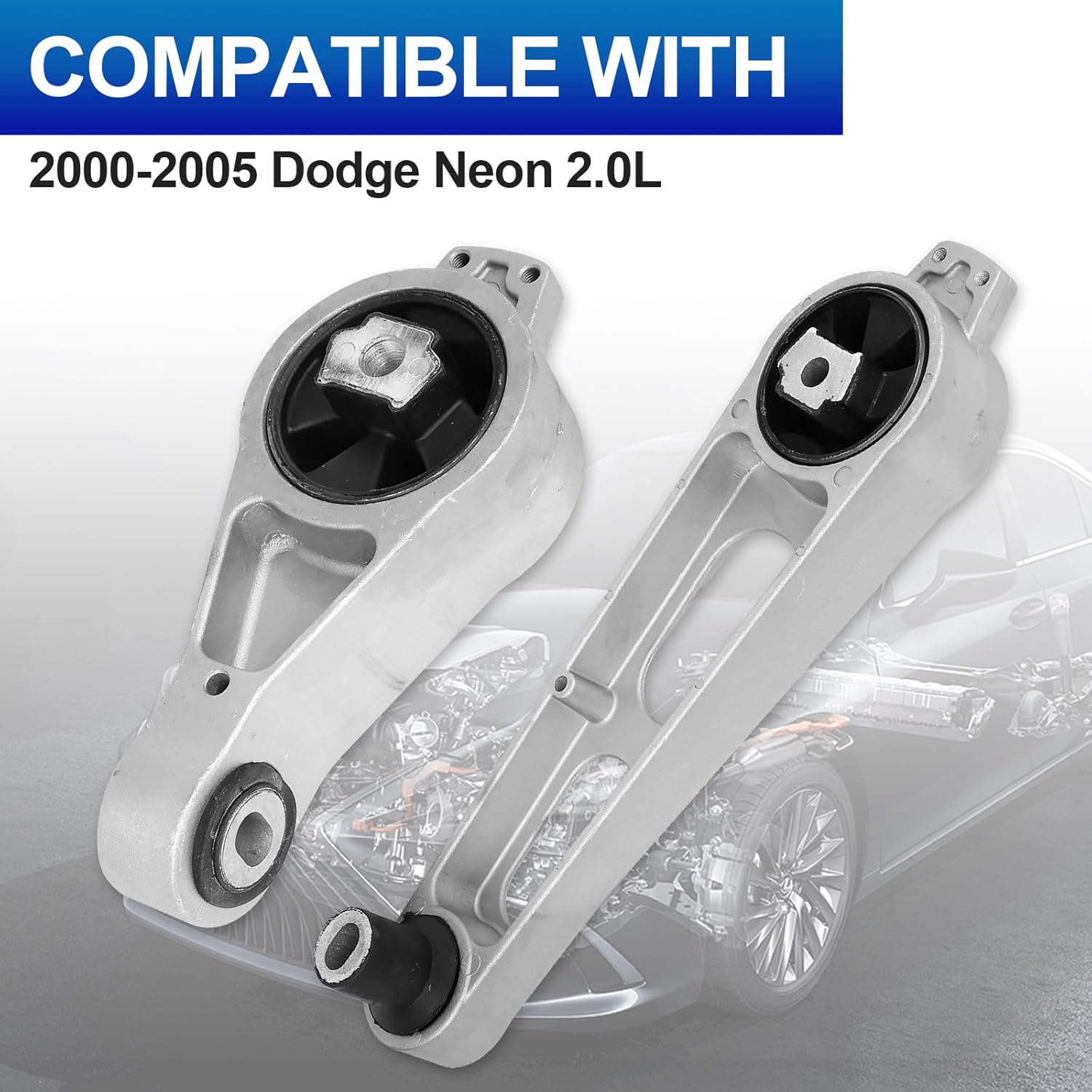 Motor Mounts Set - Compatible with Chrysler PT Cruiser 2001-2010, Neon 2000-2002 & Dodge Plymouth L4 2.0L 2.4L, Replace# A2948 A2949, Set of 2