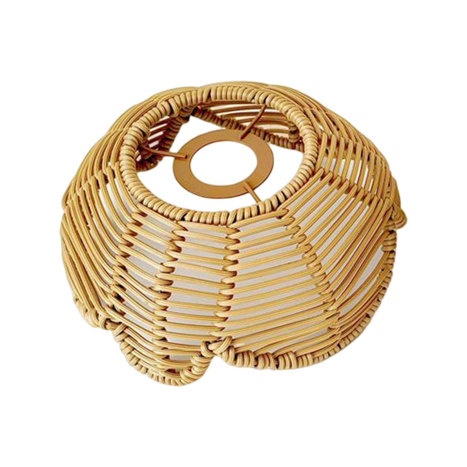 Rattan Lamp Shade Ornament Droplight Weaved for Teahouse Living Room Kitchen Brown-image-11
