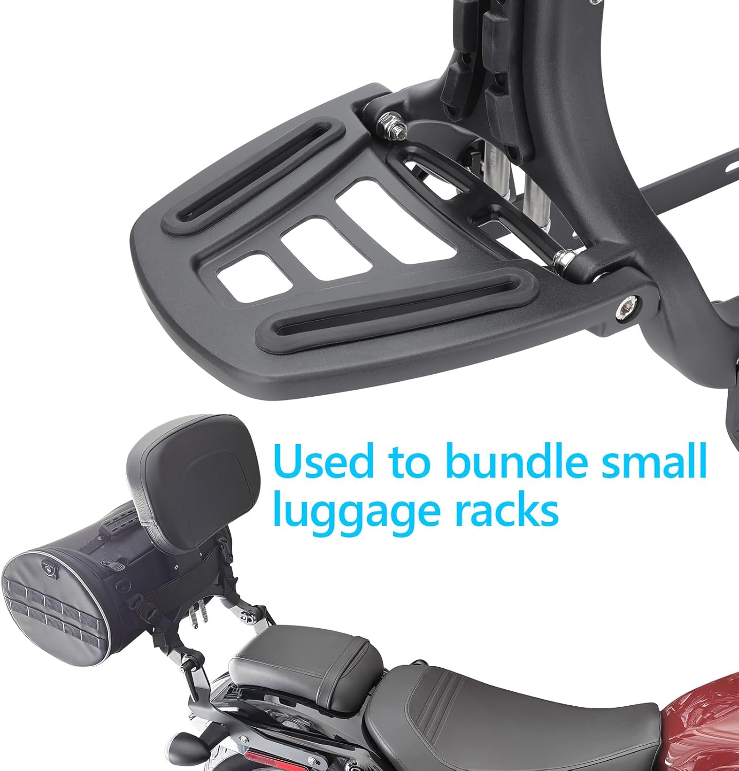 Motorcycle Multipurpose Sissy Bar, Adjustable Driver/Passenger Backrest Pad with Folding Luggage Rack Mount Kit for Harley Nightster RH 975 Special RH975S 2022-2024