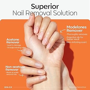 modelones Acetone Nail Polish Remover, Gel Nail Polish Remover | Natural Formula for Nail Moisturizing & Care | Rapidly Removes Natural Artificial Acrylic Sculptured Nails Dip Powder Glue 8 FL.Oz.