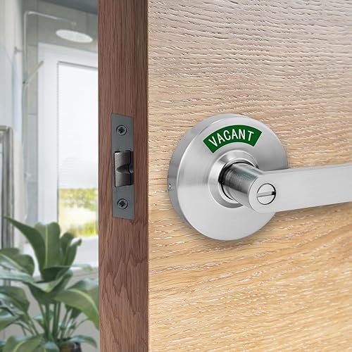 Miniatura 59 de VIZILOK Cerradura de puerta comercial para privacidad del baño, indicador ocupado vacante de alta resistencia en cromo satinado, grado ANSi 2