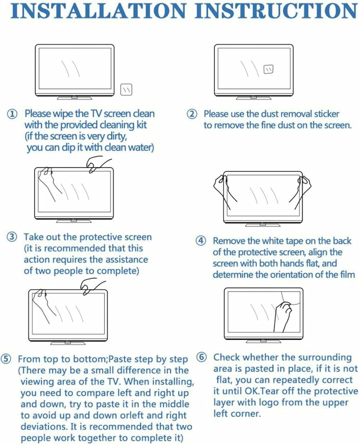Matte Anti-Radiation No Bubbles TV Screen Protector - 43-75 Inch Anti-UV/Anti-Blue Light/Anti-Glare Eye Protection & Help You Fall Asleep Better-