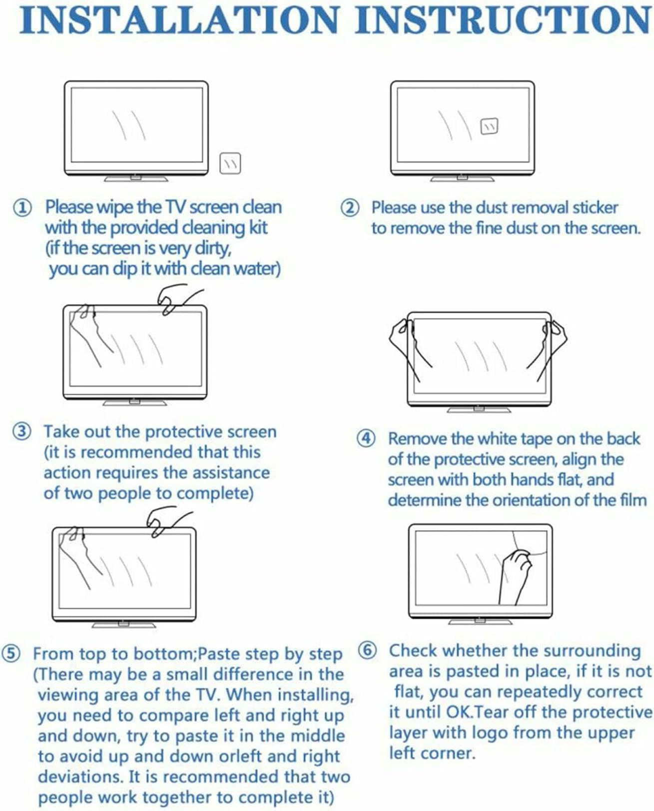 Película antirreflejo para TV, Protector de Pantalla, protección Ocular, Anti-UV, luz Azul y antiarañazos,55in1221x689mm