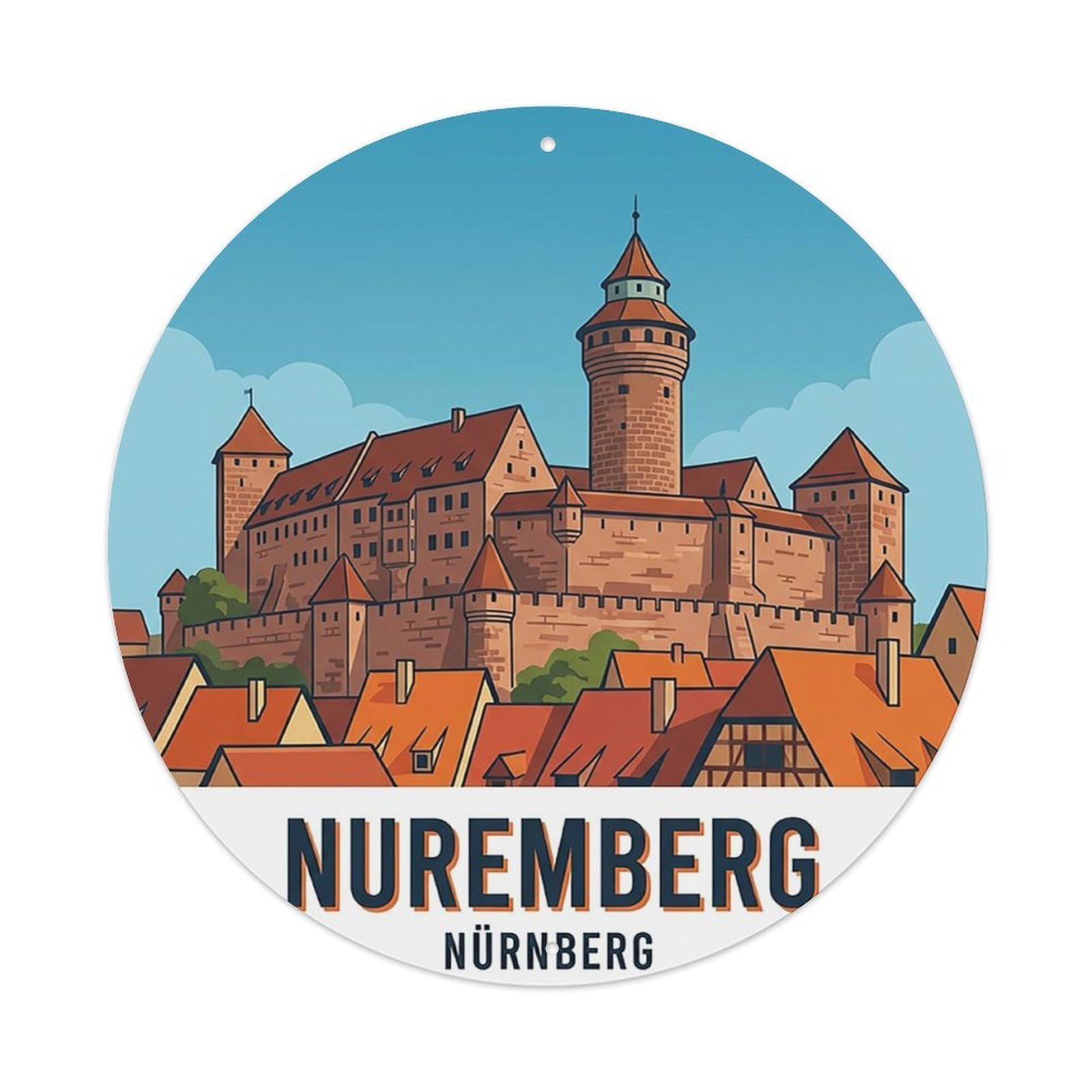 Retro Travel Germany Nuremberg Vintage Metal Tin Sign Plaque Wall Decor for Cafe, Club Bar, Office, Garden Metal Poster 8x8Inch
