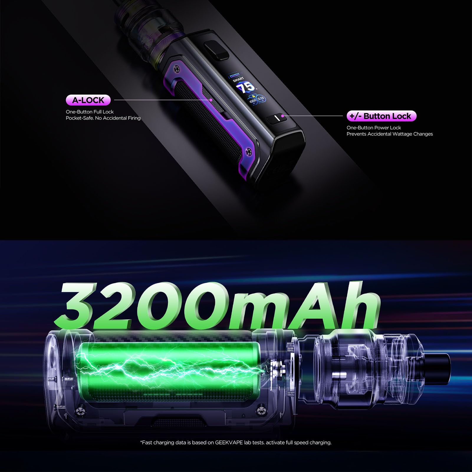 Geekvape Aegis Mini 5 Kit | 100-W-Mod Aegis Mini 5 mit integriertem 3200-mAh-Akku, passend für den 5-ml-Tank Z Nano 3 mit Push-Top-Befüllung, B-Coil, nikotinfrei (Waldgrün)