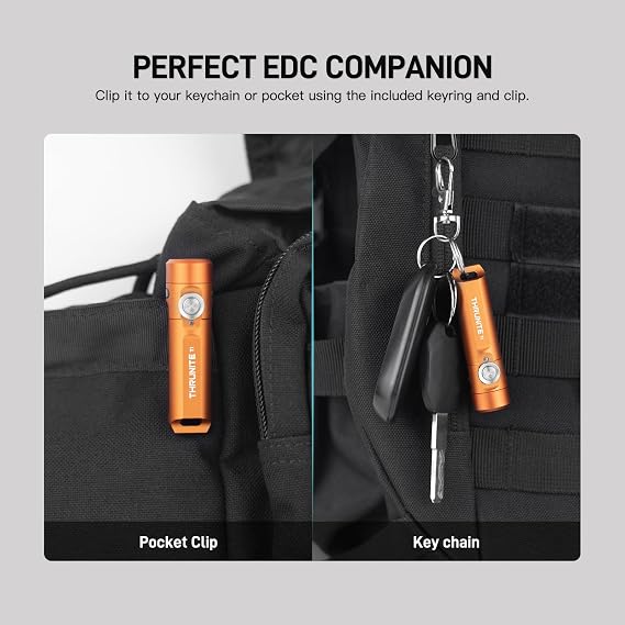 ThruNite Ti Mini Keychain Flashlight USB-C Rechargeable 650 Lumens (Orange)