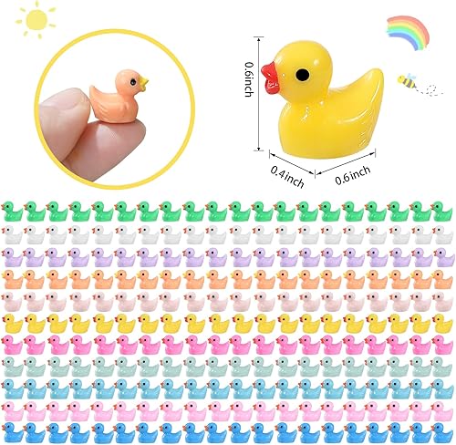 Miniatura 9 de GliSun 200 piezas de mini patos de resina para jardín, micro paisaje, ornamento de casa de muñecas, broma de Navidad, fiesta de cumpleaños,