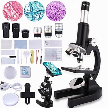 Microscope for Kids 40X-2000X Compound Microscope,Microscope for Kids 8-12, Microscope with led Fill Light, Slides and specimens Suitable for School Labs homeschooling