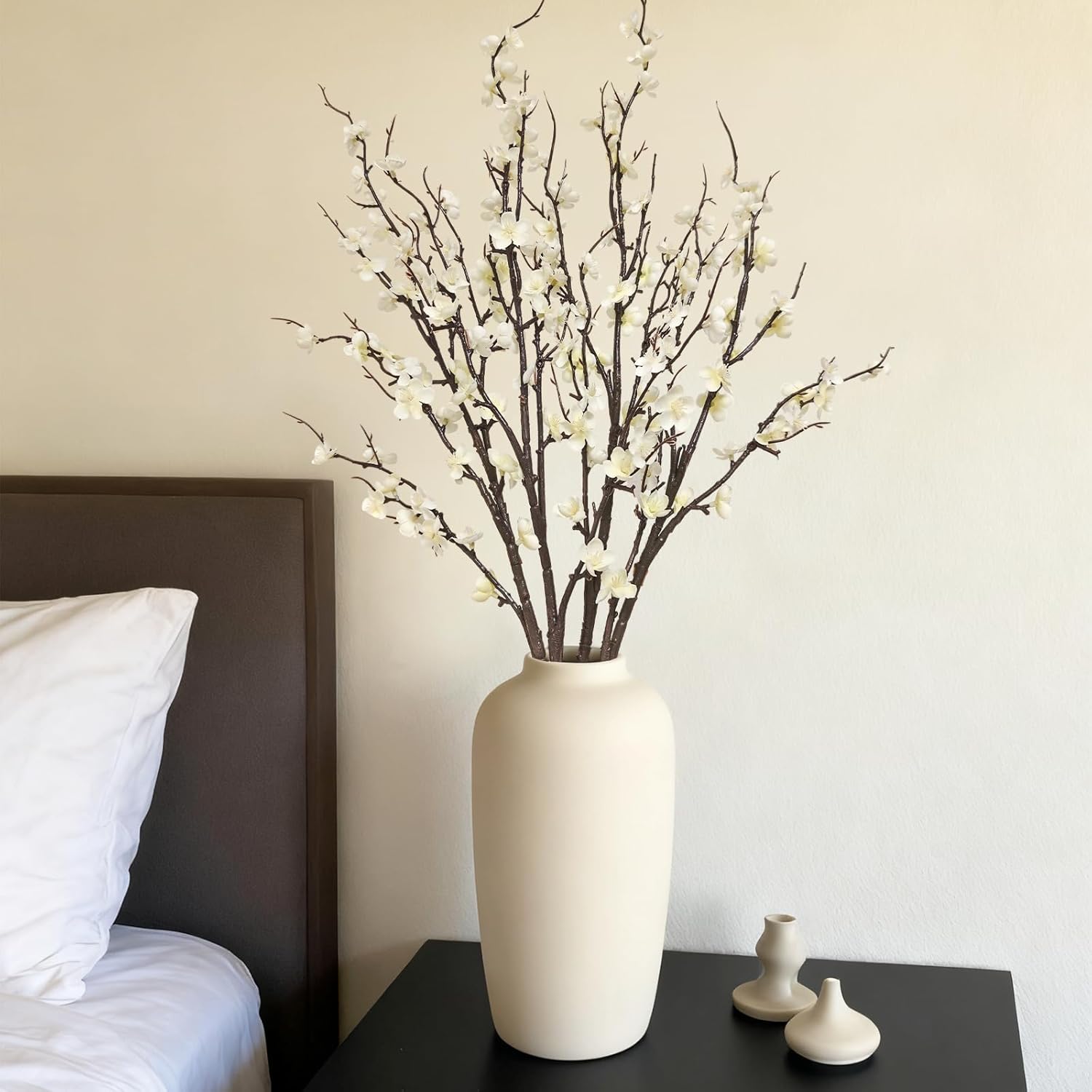 4 Pcs Cherry Blossom Branches 39 Inch White Fake Flowers Spring Decorations for Home Decor, Artificial Flowers Long Stem Branches for Vase Wedding Office Party Table Decor Centerpieces - Image 7