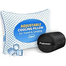 Small Cooling Memory Foam Pillow for Travel &amp; Camping, Compressible Adjustable Pillow for Medium Firm Neck Knee Lumbar Support,Washable, Ideal Sleeping, Car, Airplane, Toddler &amp; Backpacking, Gifts