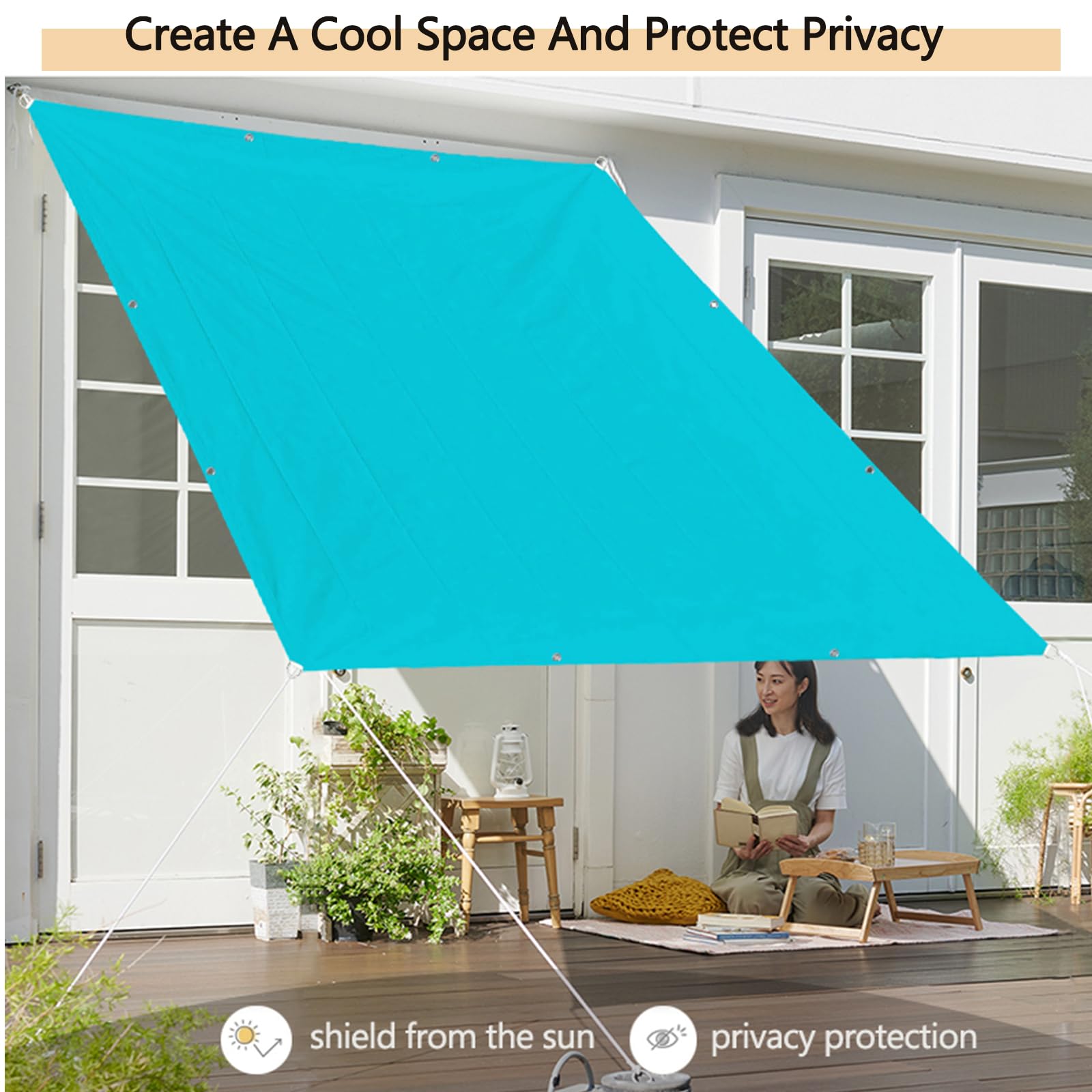 Sonnensegel Rechteckig Mit ösen Wasserdicht 130x250cm Sonnenschutz Sun Segel Sonnenschutz UV Schutz Windschutz Sichtschutz Balkon 