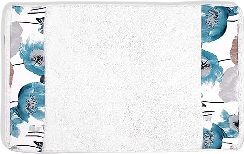 Popular Bath Poppy Fields - Alfombra de baño, color aguamarina