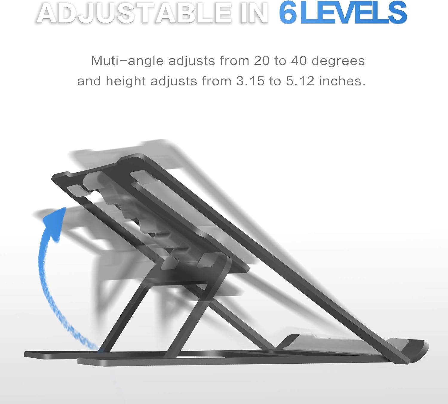 Aluminum Laptop Stand Adjustable, Compatible with Apple Mac MacBook Notebook, Ventilated Portable Ergonomic Desktop Holder Riser for Office Desk, Metal Black Soundance AS1