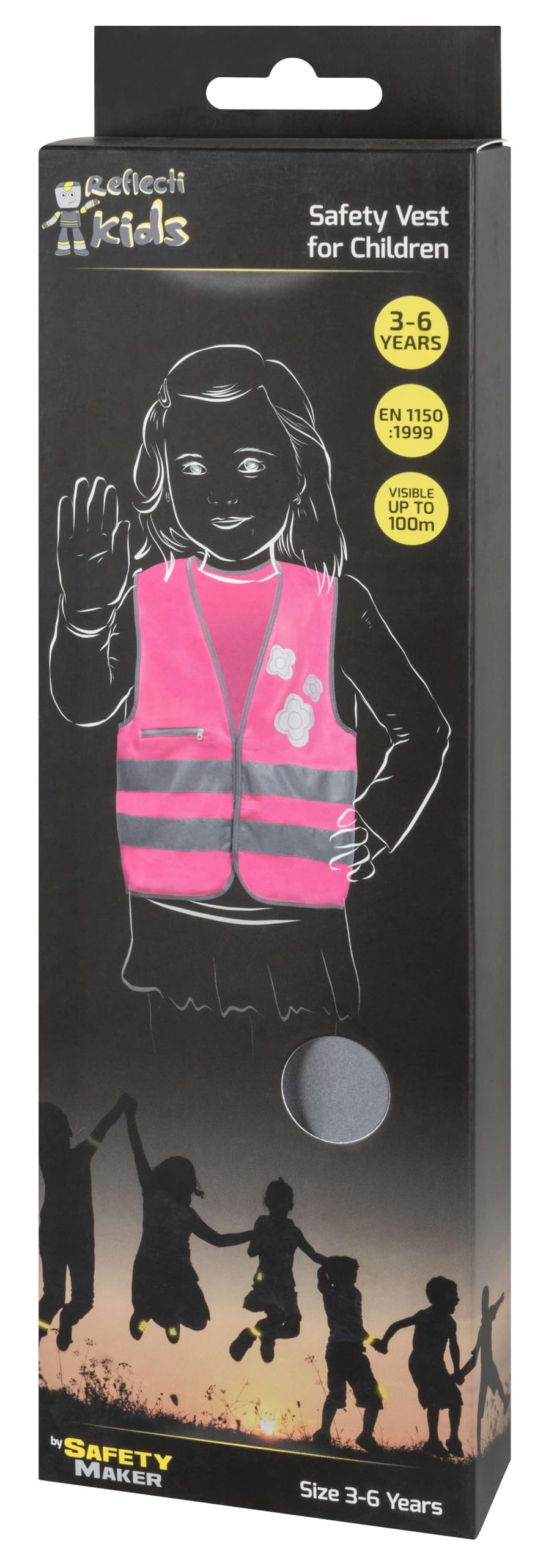 Safety Maker 44566 Gilet di sicurezza per bambini, gilet di sicurezza, gilet rifrangente, rifrangente per 3-6 anni, rosa